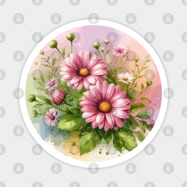 Pink Daisy Flower Magnet by Jenni Arts